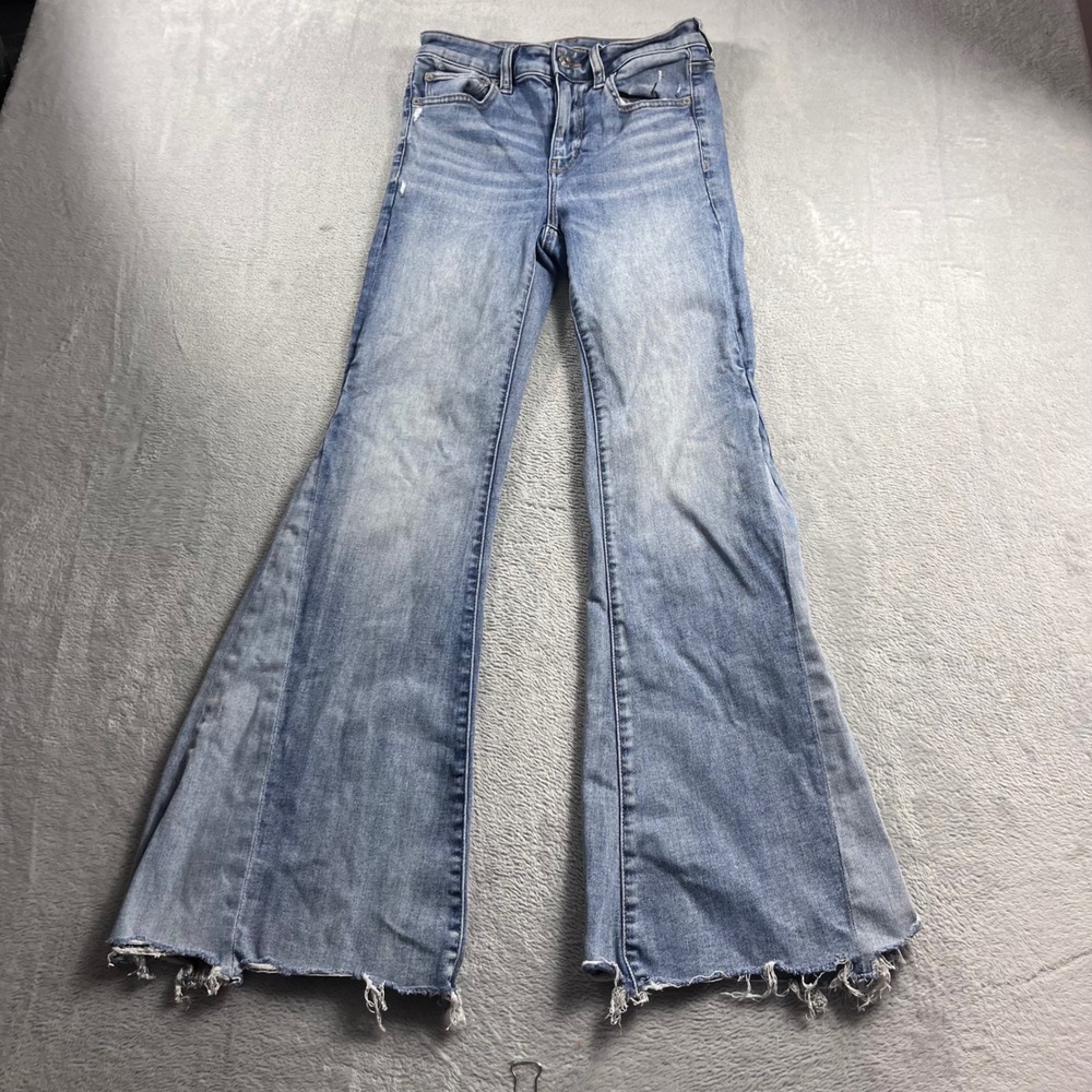 American Eagle Festival Flare Jeans Womens 4 Regular Light Wash Stretch Denim